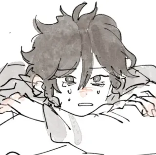 ☁️ płacz, smutny, emocje, przygnębiony, styl anime, szkic telegram sticker