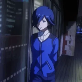 🪁 Touka Kirishima Tokyo Ghoul อนิเมะ, ตัวละคร, ผมสีฟ้า, เศร้า, มังงะ telegram sticker