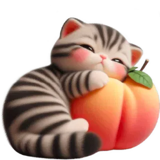 🍑 고양이, 새끼 고양이, 복숭아, 귀여운, 동물, 애완 동물, 스티커 telegram sticker