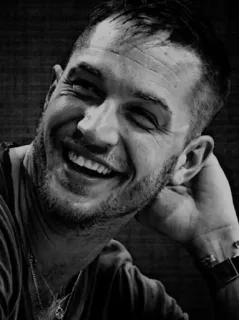 🔚 Tom Hardy ทอม ฮาร์ดี้, นักแสดง, ผู้ชาย, คนดัง, ภาพเหมือน, ยิ้ม telegram sticker