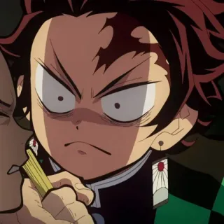 🧧 Tanjiro Kamado Demon Slayer Клинок рассекающий демонов, Аниме, Тандзиро Камадо, Злой, Персонаж telegram sticker