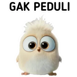 🙃 GAK PEDULI pájaro, dibujos animados, animal, pegatina, lindo, me da igual, indonesio telegram sticker
