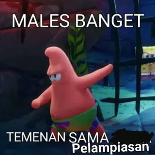🤡 Patrick Star SpongeBob SquarePants MALES BANGET TEMAN SAMA Pelampiasan Patryk Rozgwiazda, Spongebob, Kreskówka, Meme, Śmieszne, Animacja telegram sticker