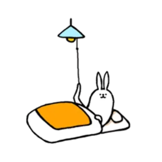 👋 lapin, animal, dessin animé, lit, lampe, mignon whatsapp sticker