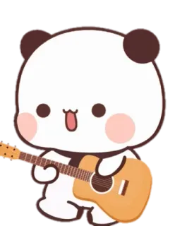 🐻 Panda, Orso, Cartone animato, Carino, Chitarra, Musica, Kawaii telegram sticker
