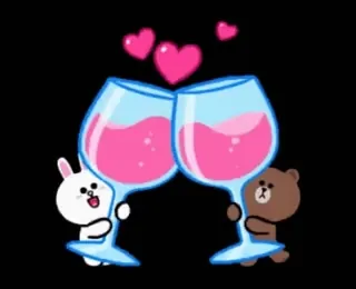 🥂 Hase, Bär, Brille, Wein, Herzen, Feier, Toast whatsapp sticker