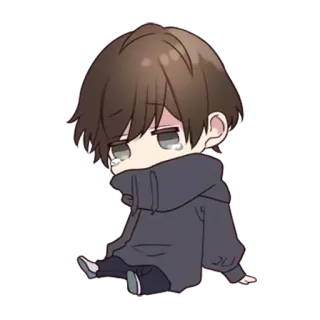😢 anime, boy, sad, crying, chibi telegram sticker