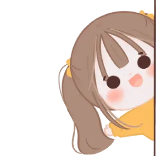 👋 Fille animé, Dessin animé, Coup d'oeil, Caché, Illustration whatsapp sticker