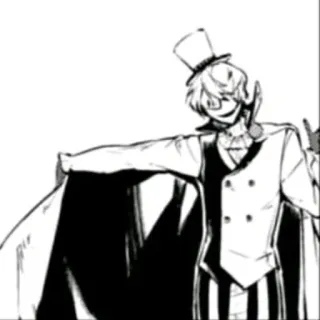 🤡 Nikolai Gogol Bungou Stray Dogs Anime, Manga, Nikolai Gogol, Bungou Stray Dogs, Personnage, Haut-de-forme, Cape telegram sticker