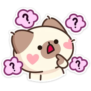 🤔 Dessin animé, Chien, Question, Confus, Mignon, Kawaii, Réflexion telegram sticker