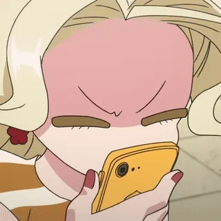 😳 动漫, 卡通, 生气, 女孩, 手机, 金发 telegram sticker