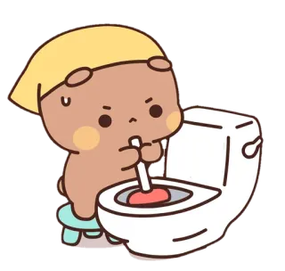 🐍 Toilette, Pümpel, Reinigung, Cartoon, Figur whatsapp sticker
