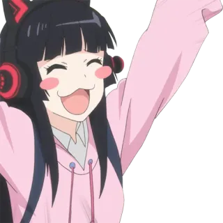😄 Anime, Mädchen, Kawaii, Fröhlich, Kopfhörer telegram sticker