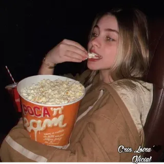 🍿 Poca N' eam Popcorn, Mädchen, Essen, Snack, Kino telegram sticker