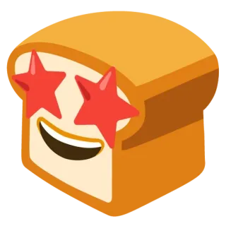 🍞 roti, roti panggang, emoji, mata bintang, makanan, kartun telegram sticker