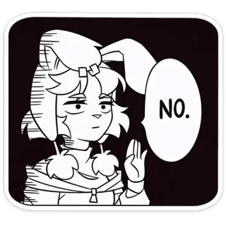 👀 NO. 不, 负面, 反对, 拒绝, 卡通, 兔子, 漫画 whatsapp sticker