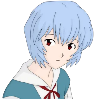 👀 Rei Ayanami Neon Genesis Evangelion anime, character, Rei Ayanami, Neon Genesis Evangelion, blue hair, red eyes telegram sticker