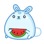 🍉 兔子, 小兔子, 西瓜, 可爱, 吃, 卡通, 甜 telegram sticker