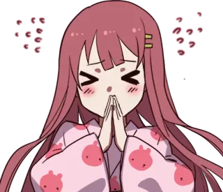 🙏 Аниме, Милый, Девушка, Кимоно, Розовый, Кавайный whatsapp sticker