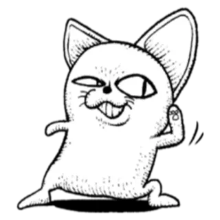👂 猫, 漫画, スケッチ, イラスト, 動物 telegram sticker