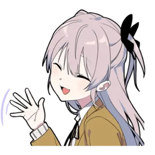 👋 garota anime, desenho animado, sorrindo, acenando, fofo, kawaii telegram sticker