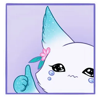 👍 cartoon, cute, animal, digital art, sticker, thumb up, crying telegram sticker