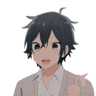 👍 Anime, Junge, Daumen hoch, Fröhlich, Lächelnd telegram sticker