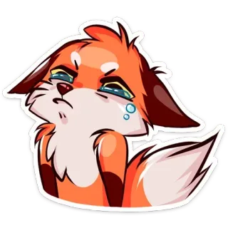 😢 лиса, грустный, плачущий, животное, мультфильм, эмоциональный telegram sticker