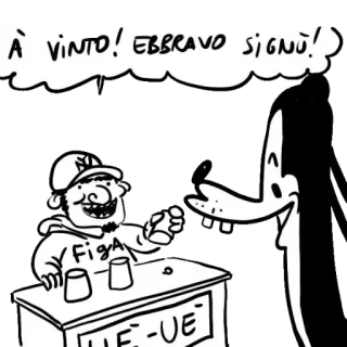 👌 À VINTO! EBRAVO SIGNÙ! desenho animado, italiano, engraçado, quadrinhos, jogo dos copos telegram sticker