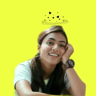 😇 phụ nữ, trái tim, cười, tóc nâu, vầng hào quang, người telegram sticker
