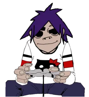 🎮 2D Cartone animato, Personaggio, Gorillaz, Gamer, Musica telegram sticker