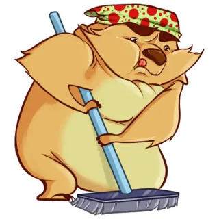 🏠 ours, animal, dessin animé, nettoyage, ménage, balai telegram sticker
