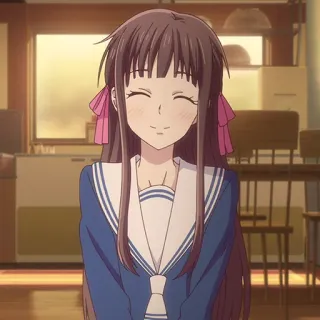 🎀 Tohru Honda Fruits Basket anime, girl, smiling, school uniform, Tohru Honda, Fruits Basket telegram sticker