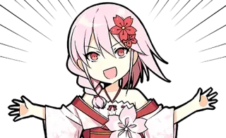 😎 Anime, Chibi, Fofo, Garota, Sakura, Flor de cerejeira, Desenho animado whatsapp sticker