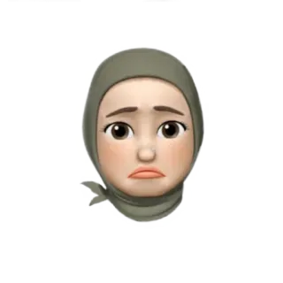 🤥 Эмодзи, Хиджаб, Женщина, Грустный, Лицо, Стикер whatsapp sticker