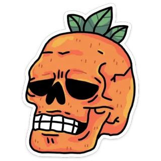 😐 skull, orange, fruit, cartoon, halloween, skeleton, funny whatsapp sticker