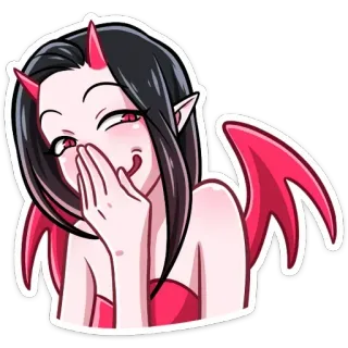 😅 демон, дьявол, аниме, девушка, крылья, рога whatsapp sticker
