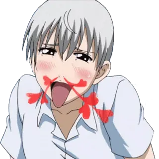 😵 animé, sang, gêné(e), langue, uniforme scolaire whatsapp sticker