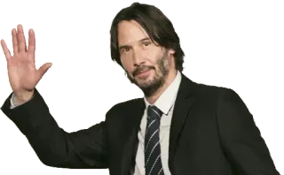 ✋ Keanu Reeves actor, celebrity, Keanu Reeves, wave, suit, tie telegram sticker