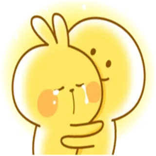 😢 bunny, cry, hug, sad, cartoon, cute, yellow telegram sticker