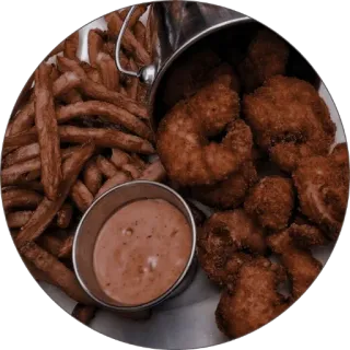 💭 fries, food, shrimp, fried, sauce, snack, appetizer, restaurant telegram sticker