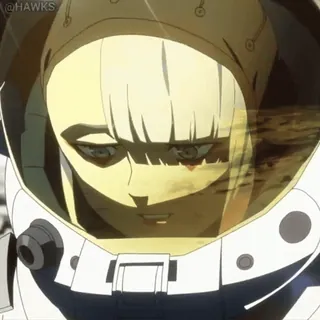 👩🚀 anime, kobieta, astronauta, hełm, poważny telegram sticker