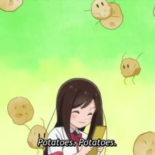 🥔 Potatoes. Potatoes. anime, girl, potatoes, food, cute telegram sticker