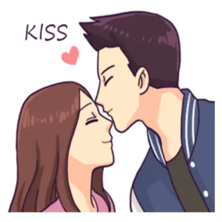 😘 Kiss love, kiss, couple, cartoon, romance telegram sticker