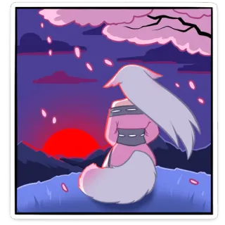 🌅 anime, girl, sunset, kimono, landscape, art telegram sticker