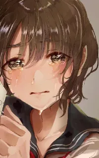 ♥ anime, girl, crying, sad, tears telegram sticker