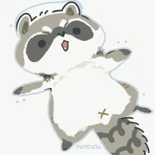🛀 raccoon, cute, animal, cartoon telegram sticker
