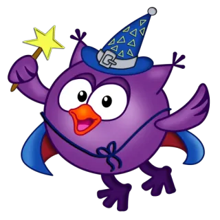 ✨ búho, mago, magia, dibujos animados, lindo, sombrero, estrella, volando whatsapp sticker