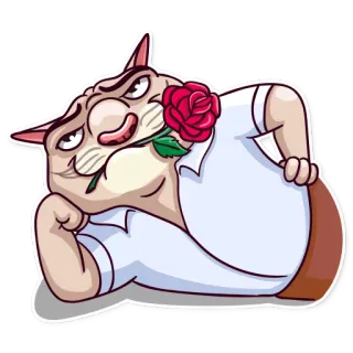 🌹 kucing, mawar, kartun, stiker whatsapp sticker