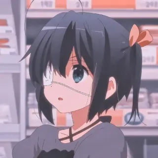 😶 Rikka Takanashi Love, Chunibyo & Other Delusions anime, girl, rikka takanashi, eye patch, chunibyo telegram sticker